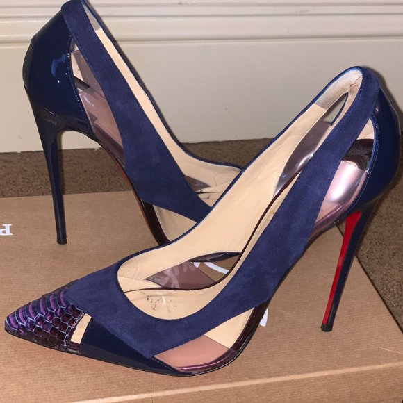 Christian Louboutin Navy and Red Heels - Picture 1 of 6